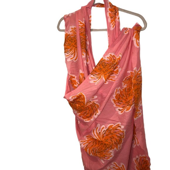 Roberta Roller Rabbit NEW Pink orange cotton Cover up halter dress Pareto wrap - Picture 2 of 4
